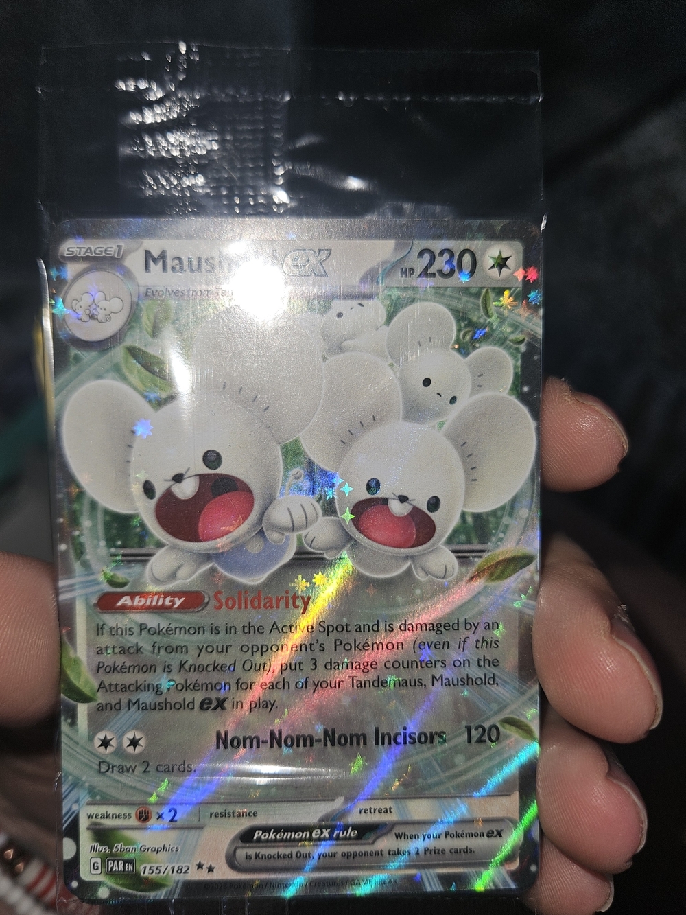 Maushtomp EX Holo Pokémon Card — White/Silver Artwork